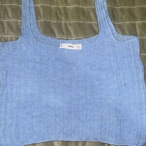 Mango Blue Knit Crop Top